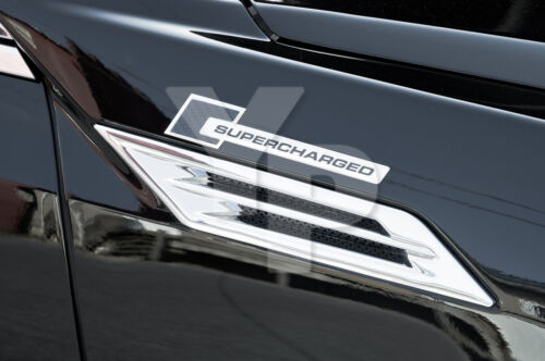 Carbon Fiber Chrome 6" Supercharged Aluminum Metal Emblem w/  Lettering
