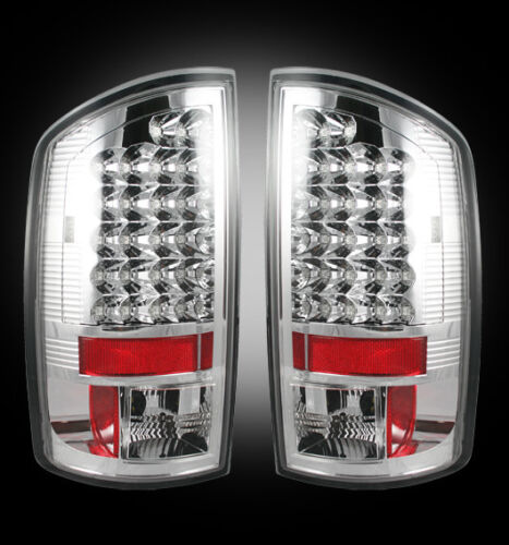 2002-06 Dodge Ram Rear Brake & Reverse White Clear Taillights w/ Brake LED Bulbs