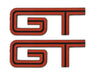 2005-10 Mustang GT Red w/ Black Fill Fender Trunk Lid Emblems - 4.5" Long Pair