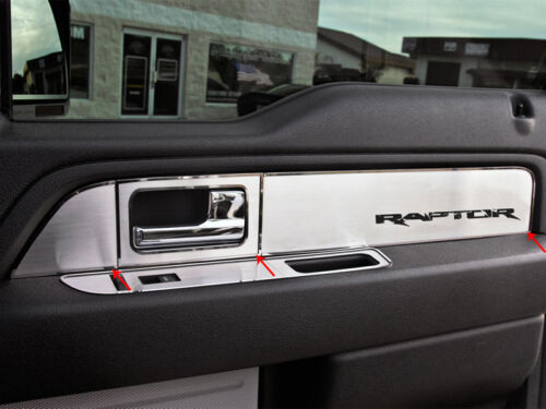 2010-2014 Ford F-150 Raptor Ext. Cab Brushed Stainless Door Panel Inserts 6pc
