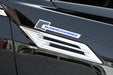 Carbon Fiber Chrome 6" Supercharged Aluminum Metal Emblem w/ Blue Lettering