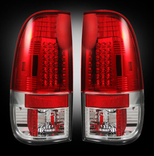 1999-2007 Ford SuperDuty & 1997-2003 F-150 Rear LED Tail Lights with Red Lens