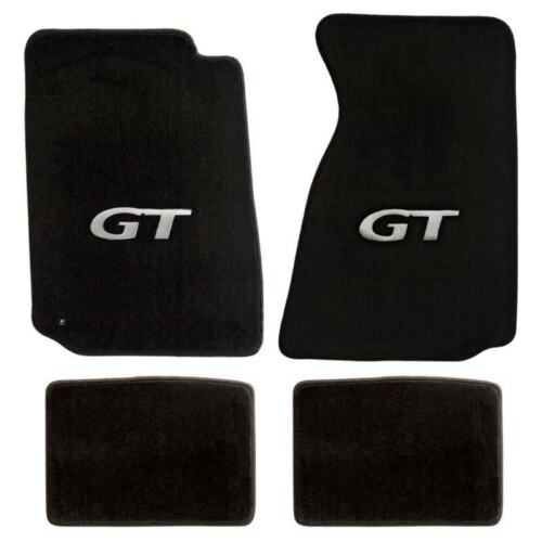 1994-2004 Mustang Coupe & Convertible 4pc Black Floor Mats Set - Silver GT Logo