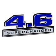 Ford Mustang & Cobra 4.6 Liter Blue & Chrome Supercharged 3D Stick On Emblem