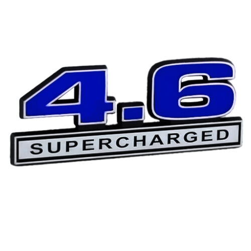 Ford Mustang & Cobra 4.6 Liter Blue & Chrome Supercharged 3D Stick On Emblem