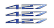 427 ci Engine Fender Trunk Blue & Silver Aluminum 5 3/4" Emblems - Set of 3