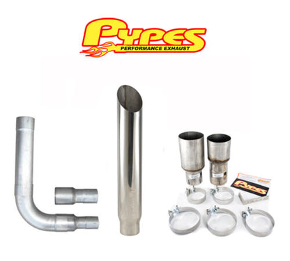 7" Miter Cut Stack Exhaust Chevy 2500 3500 HD Diesel Stainless Steel Pypes Kit