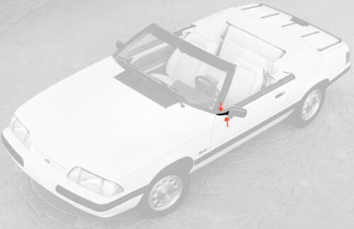 1989-93 Mustang Convertible Front of Door Belt Molding Extension at Mirror (RH)