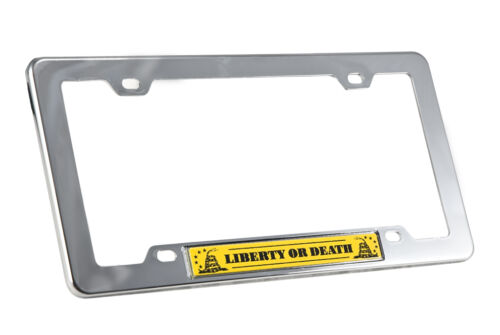 Liberty or Death Yellow & Black Emblem w/ Chrome License Plate Frame