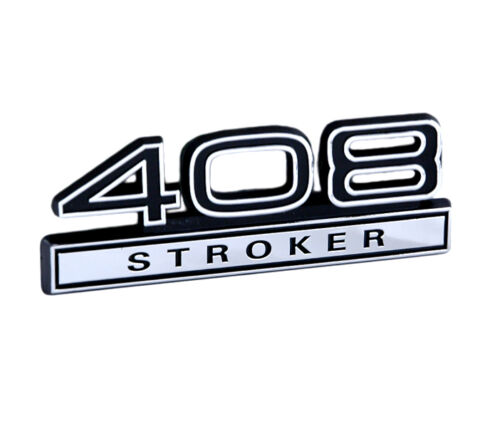 Ford Mustang Black & Chrome 408 Stroker 4" Engine Size Fender Emblem