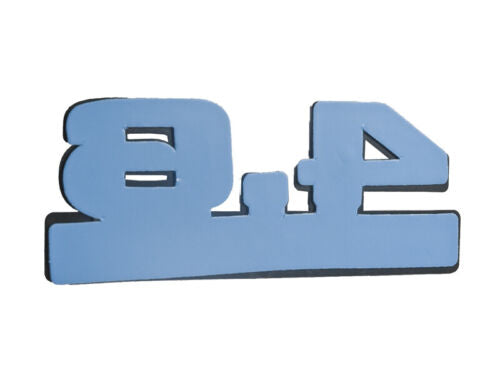 4.6 Liter Turbocharged Engine Emblems Badges in Chrome & Blue - 5" Long Pair