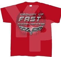 Children's C6 Corvette Growing Up Fast Red Cotton T-Shirt - Large