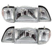 1987-1993 Ford Mustang 6pc Euro Clear Headlight Set with Amber Side Markers