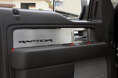 2010-2014 Ford F-150 Raptor Super Crew Brushed Stainless Door Panel Inserts 12pc