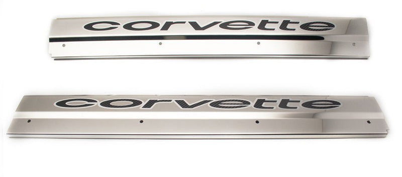 1978-1982 Chevy C3 Corvette Door Sills Polished Stainless Steel with Vinyl Inlay