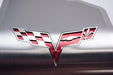 2005-2013 Chevy C6 Corvette Alternator Cover Carbon Fiber Crossed Flags Emblem