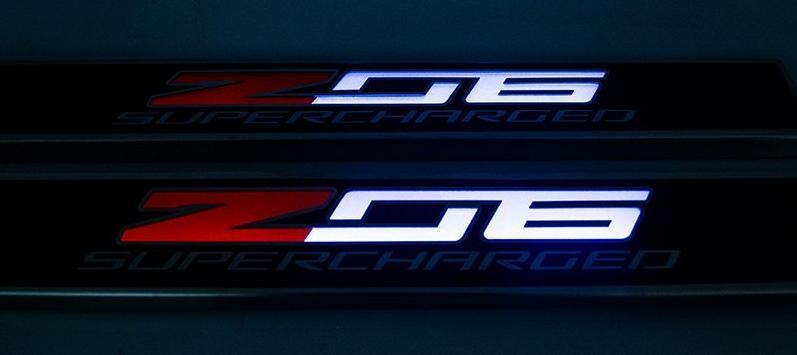 2014-2019 Chevy C7 Corvette Light Up Z06 Supercharged Door Sill w/ Carbon Fiber