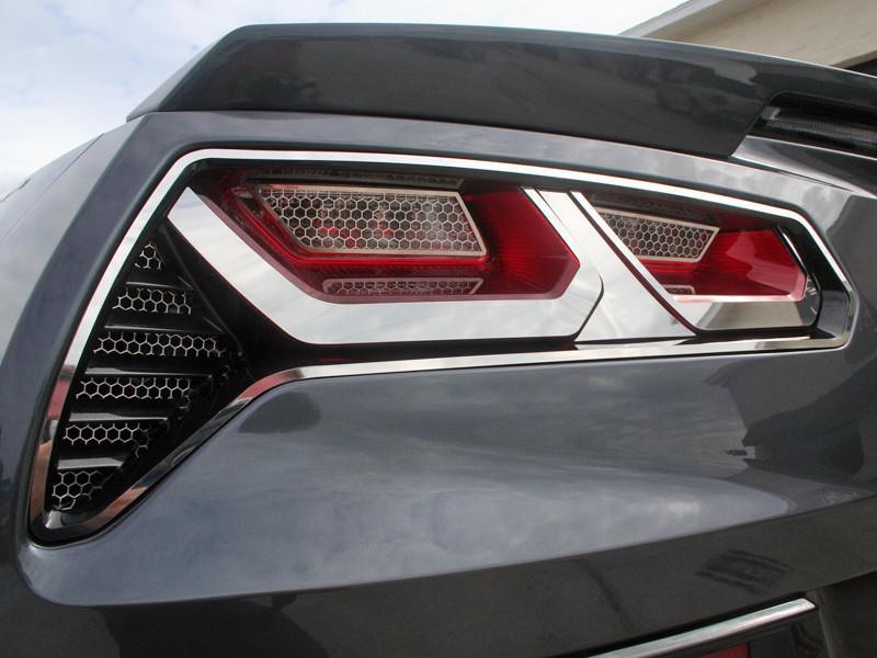 2014-2019 Chevy C7 Corvette Tail Light Trim 8 Pc Kit Polished Stainless Steel 