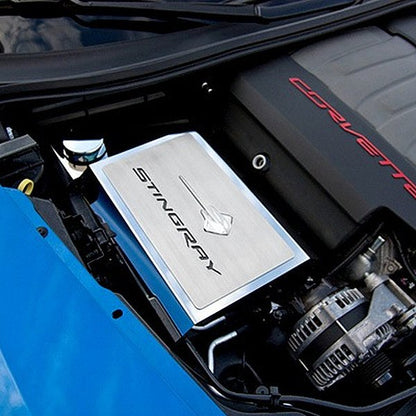 2014-2019 Chevy C7 Corvette Stingray Logo Fuse Box Cover with Carbon Fiber Inlay