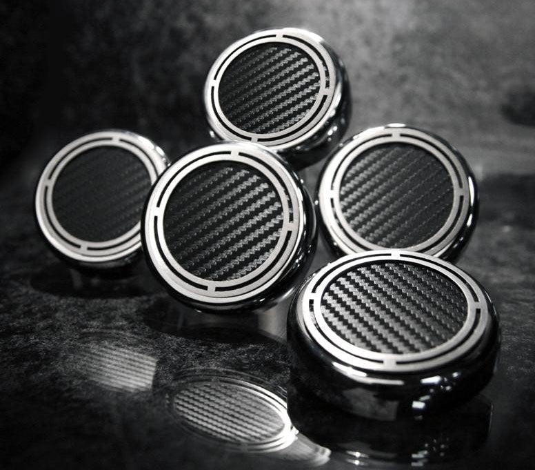 2005-2013 Corvette Automatic 5pc Chrome & Black Carbon Fiber Engine Cap Covers