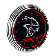Neon Lighted Clock Black w/ Red Illumination for Dodge Challenger Hellcat SRT