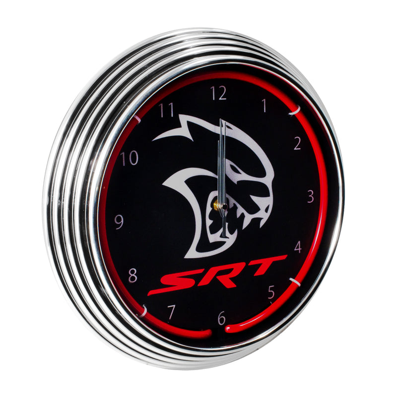Neon Lighted Clock Black w/ Red Illumination for Dodge Challenger Hellcat SRT