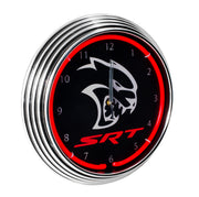 Neon Lighted Clock Black w/ Red Illumination for Dodge Challenger Hellcat SRT