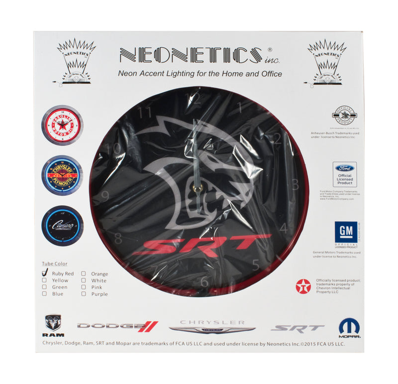 Neon Lighted Clock Black w/ Red Illumination for Dodge Challenger Hellcat SRT