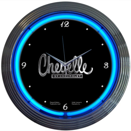 Chevrolet Chevelle Black w/ Blue Neon Light Up Garage Man Cave Wall Clock