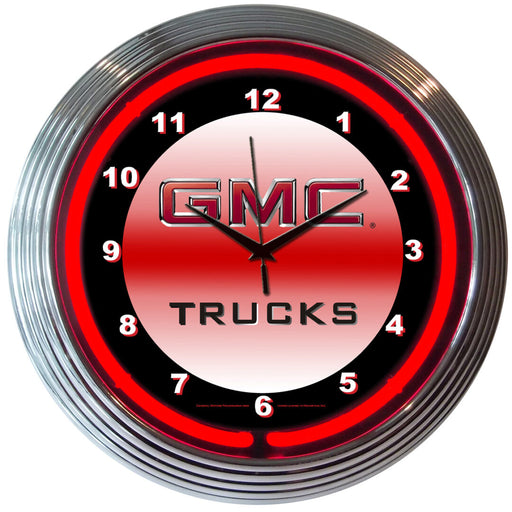 GMC Trucks Pickup Red Light Up Neon Garage Man Cave Wall Clock