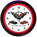 C5 Corvette Red Neon Light Up Wall Clock with Crossed Flags Logo & Black Trim