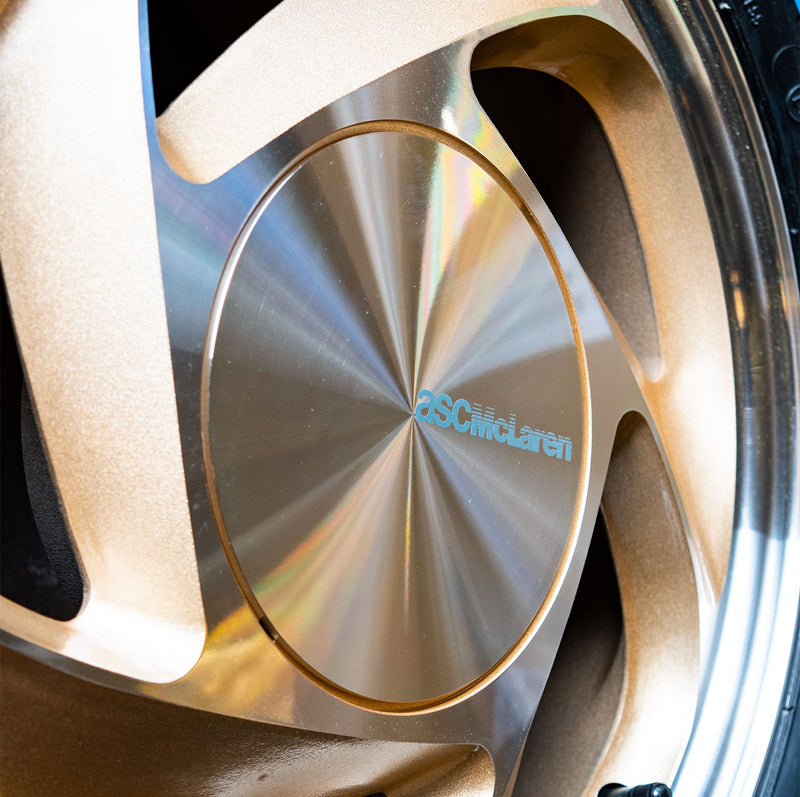 1989-1990 ASC McLaren Mustang OEM Wheels w/ Center Caps Gold & Silver Set of 4