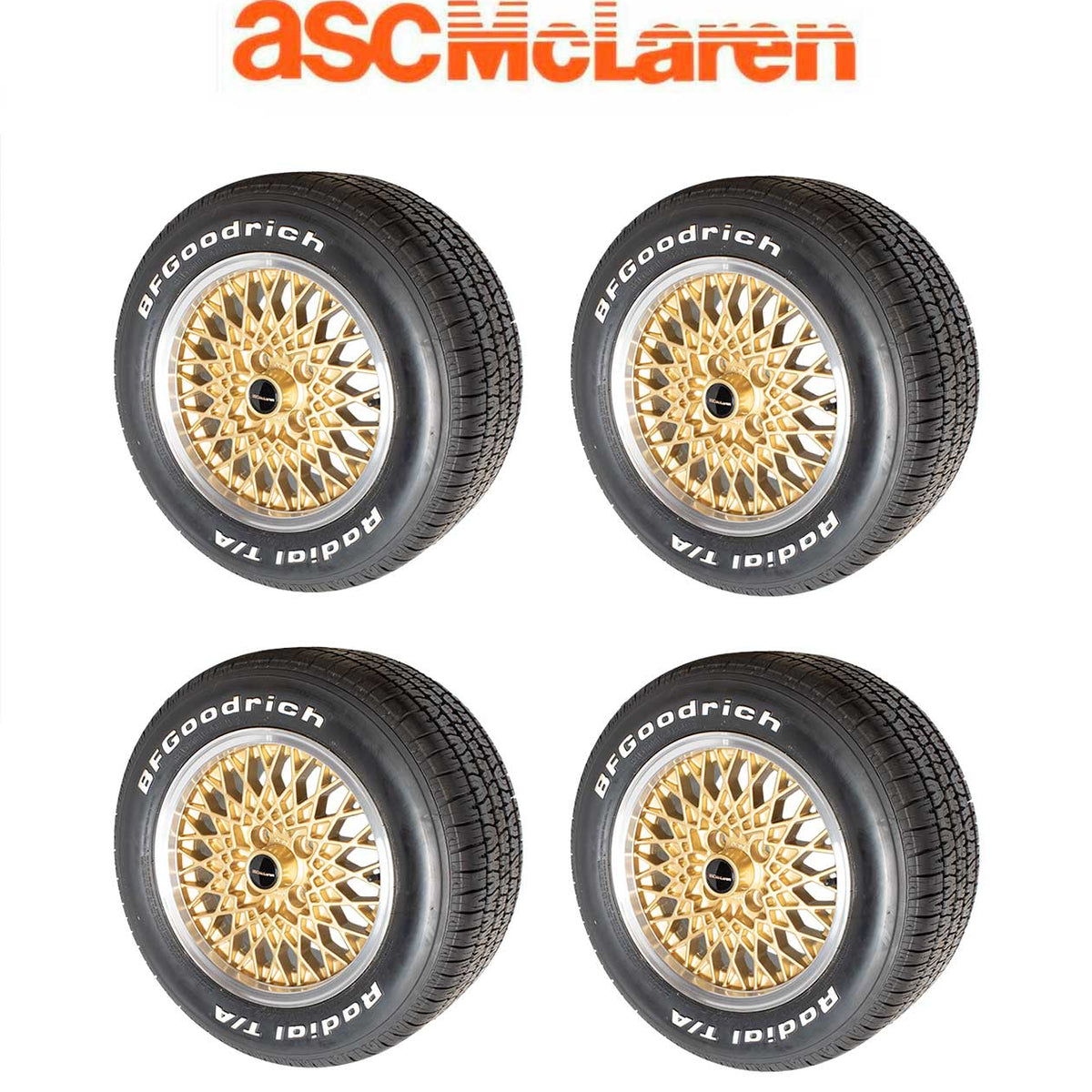 1984-1986 ASC McLaren Capri OEM Gold Wheels & Tires w/ Center Caps
