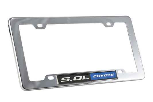 2011-2023 Ford Mustang GT 5.0 Coyote Blue Emblem w/ Chrome License Plate Frame