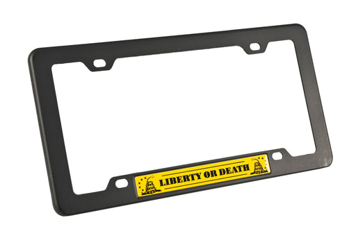 Liberty or Death Yellow & Black Emblem w/ Black License Plate Frame