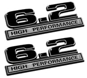 2010-2014 Ford F-150 Black & Chrome 6.2 High Performance 5" Fender Emblems Pair
