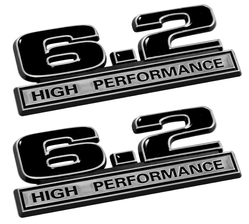 2010-2014 Ford F-150 Black & Chrome 6.2 High Performance 5" Fender Emblems Pair