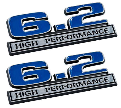 2010-2014 Ford F-150 Blue & Chrome 6.2 High Performance 5" Fender Emblems Pair