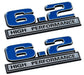 2010-2014 Ford F-150 Blue & Chrome 6.2 High Performance 5" Fender Emblems Pair