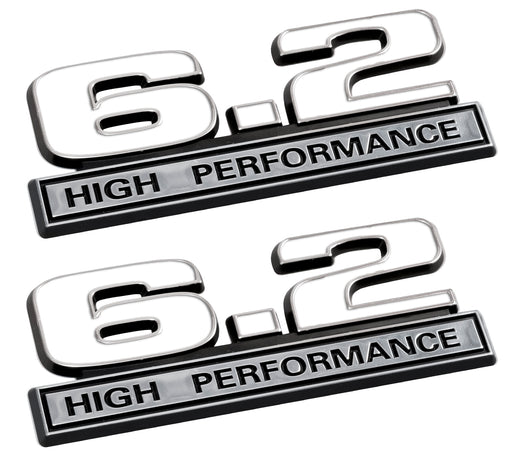 2010-2014 Ford F-150 White & Chrome 6.2 High Performance 5" Fender Emblems Pair