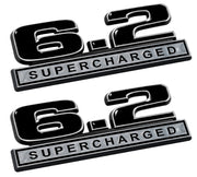 2010-2014 Ford F-150 Black & Chrome 6.2 Supercharged 5" Fender Emblems Pair
