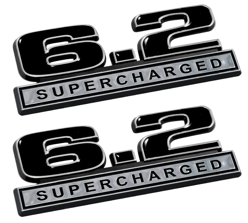2010-2014 Ford F-150 Black & Chrome 6.2 Supercharged 5" Fender Emblems Pair