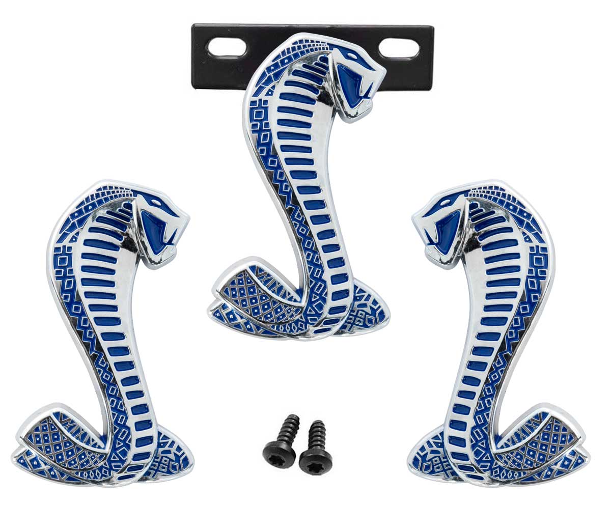 Cobra Snake Fender Emblems - Chrome & Red For 1994-2004 Mustang Cobra