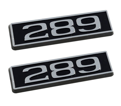 289 V8 Ford Mustang 3.25" Engine Hood Scoop Emblems Badges Pair Black & Chrome