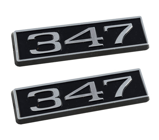 347 Ford Mustang 3.25" Engine Hood Scoop Emblems Badges Pair Black & Chrome