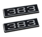 383 Stroker Ford Mustang 3.25" Engine Hood Scoop Emblems Pair Black & Chrome