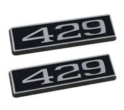 429 Ford Mustang 3.25" Engine Hood Scoop Emblems Badges Pair Black & Chrome