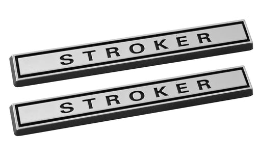 Ford Mustang Stroker Engine 4" Chrome & Black Fender Trunk Bar Emblems - Pair