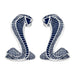 Ford Mustang Cobra Snake Fender Side Emblems in Blue & Chrome 2 3/4" tall - Pair