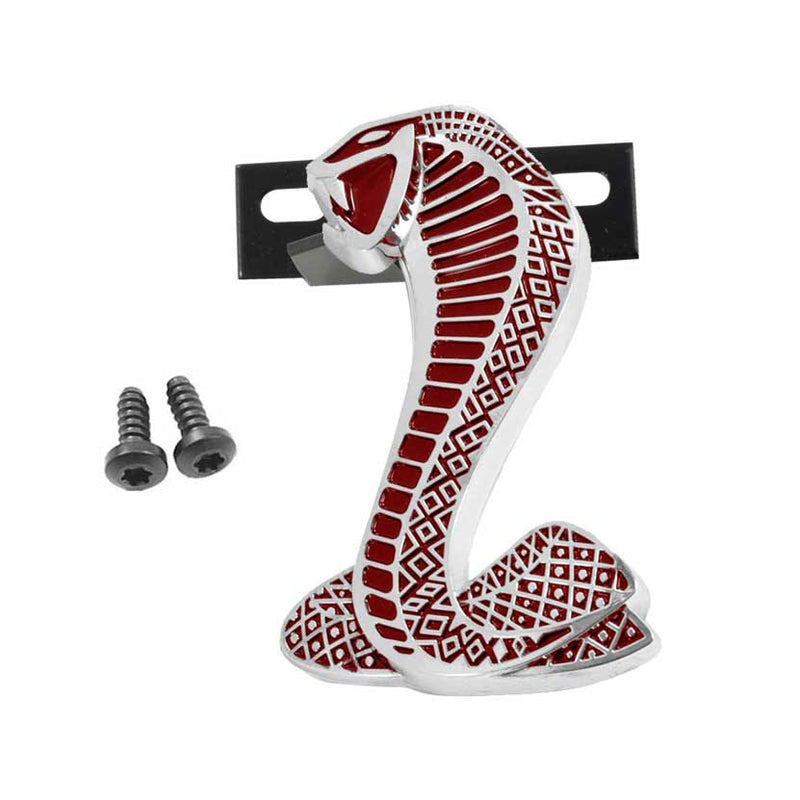 1979-2004 Ford Mustang Cobra Snake Dark Red & Chrome LH Grille Emblem 2 3/4"